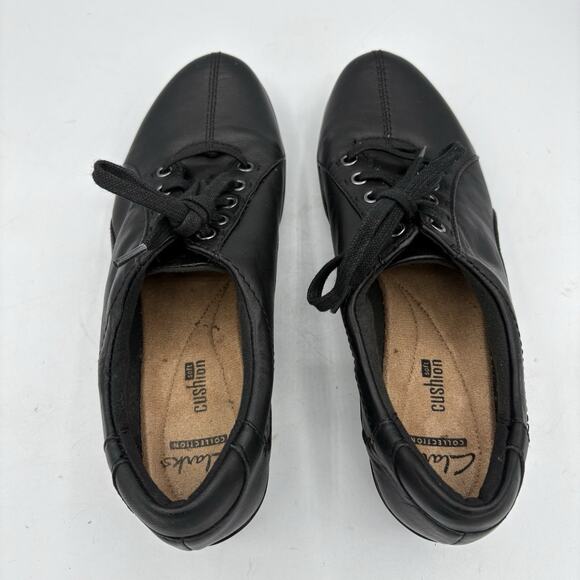 Clarks Collection Shoes Womens 7.5 Everlay Elma‎ Black Leather Oxford Lace Up - Picture 5 of 9